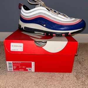 Nike Air Max 97 in Blue, Pink, and White